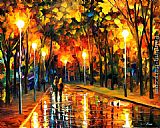 Leonid Afremov STROLL AFTER THE RAIN painting